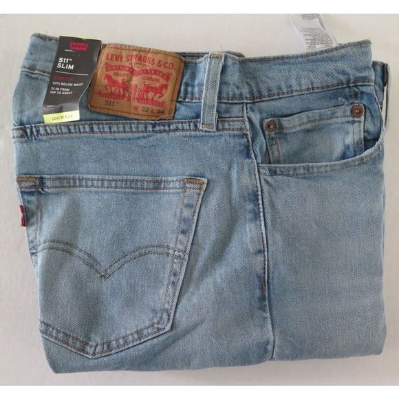 Levi's 511 Men's Sz 32x34 Sun Bath Light Wash Slim Fit Zip Fly Denim Jeans - Picture 4 of 7